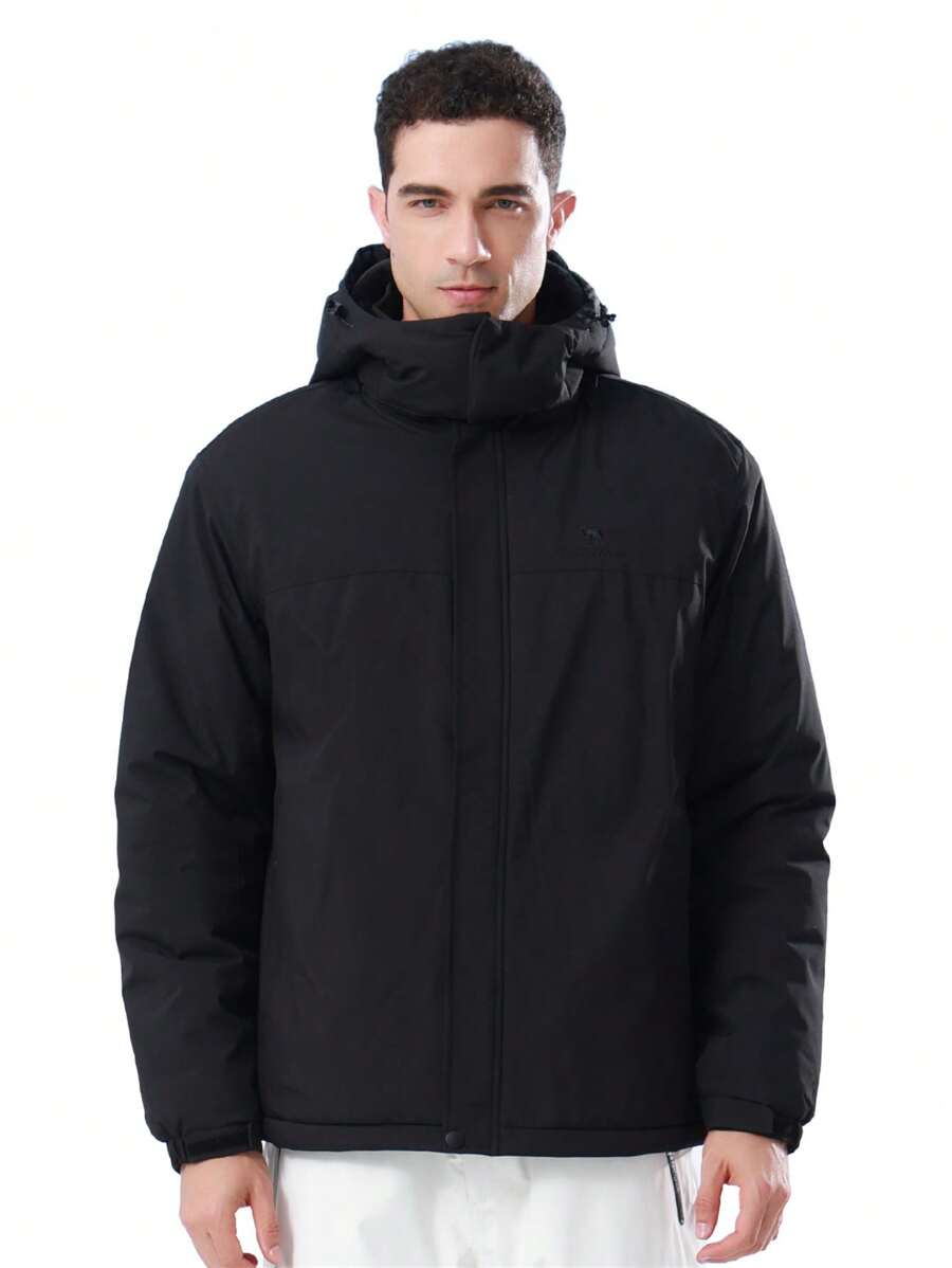 CAMEL CROWN 男士冬季滑雪服，登山雪地外套，防水可拆卸帽子，防风抓绒雨衣