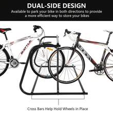 Floor Bike Rack Stand, Grid Bike Rack Ground, 10-Bike Capacity Dual Sided Bicycle Storage Stand Floor Parking Stand For Garages, Stores, Schools & Universities Power Coated Steel - Black - View 9