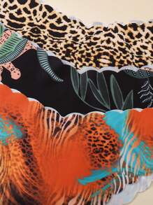 7 piezas Bragas de bikini sin costuras suaves con estampado de leopardo para mujer