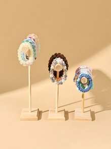 1pc Solid Wood Bracelet Display Rack, Headband, Hair Loop Accessories, Hanging Rack, Bracelet Display Props, Live Streaming Stall Rack, Multiple Models To Choose From Gifts For Women Back To School - Wood Color - View 3