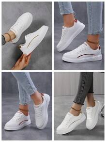 Zapatillas de vacaciones de moda para mujer, zapatos blancos casuales y ligeros, ropa deportiva cómoda y versátil - Blanco - Ver 1