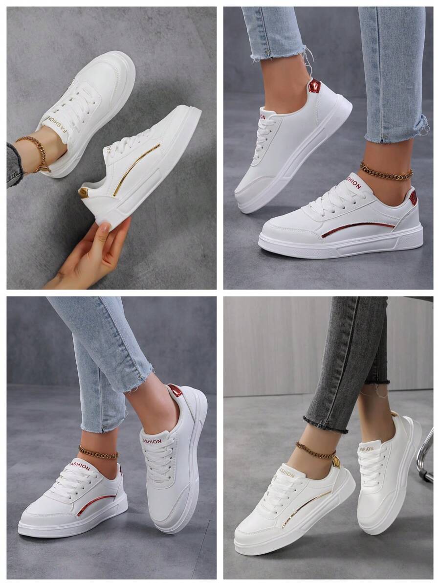 Zapatillas de vacaciones de moda para mujer, zapatos blancos casuales y ligeros, ropa deportiva cómoda y versátil - Blanco - Ver 1