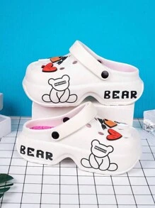 Women's Hollow Out EVA Cute & Fashion Lightweight Breathable Slip-On Sandals, Suitable For Indoor/Outdoor, School, Date, Travel, Thick Sole Beach Shoes