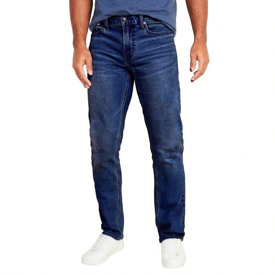Men's Flex Stretch Slim Straight Jeans - 中藍色 - 查看 1