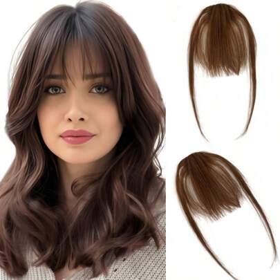 真人接发夹式刘海法式刘海夹式刘海带太阳穴自然厚假刘海刘海假发女士日常佩戴