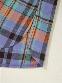 Chemise à carreaux en flanelle pour femme grande taille, chemise décontractée à manches longues et boutonnée à carreaux de buffalo - Orange - Voir 5