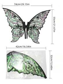 1 件金箔蝴蝶仙女翅膀 COS 装扮节日派对服装舞会表演道具万圣节 - 彩色 - 查看 2
