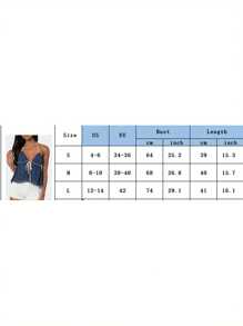 Women's Split Front Halter Tops Ruffle Detailing Backless Slim Fitted Crop Camisole