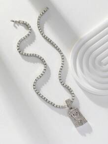 1 st. Stijlvolle Bling Bling Kristallen Hanger Ketting, Geschikt voor Zowel Mannen Als Vrouwen, Geweldig Voor Dagelijks Gebruik Of Cadeau