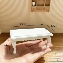 （白色单人沙发+皇冠抱枕）单人沙发，12英寸迷你沙发椅，咖啡桌，OB11/BJD玩具，迷你小屋家具装饰，节日派对礼物 - 彩色 - 查看 5