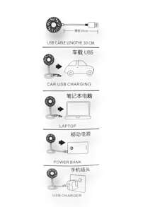 ventilador con luz (Rotación de 360* grados)de USB   para auto, computadora, power bank ,cargador - Negro - Ver 7