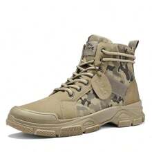 Men's Boots, High-Top Autumn/Winter, English Style Work Boots, American Retro Desert Motorcycle Outdoor Elevated Military Boots, Order 1 Size Up