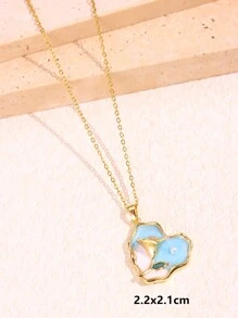 1pc Vintage-Inspired Women Jewelry Asymmetrical Pendant Necklace With Pearl, Rose Flower, Wheat Spikes & Colorful Floral Painting Design Valentines,Mom,Mother,Mother's Day,Gift - Multicolor - View 14