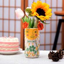 MOUGIGI Cute Medium Ceramic Flower Vase - Colorful Boho Decor With Unique Abstract Round Design For Weddings, Mother's Day, And Friends - Ideal For Displaying Flowers Or Pens - Boho Vase - View 5