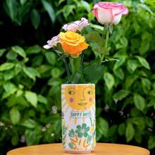 MOUGIGI Cute Medium Ceramic Flower Vase - Colorful Boho Decor With Unique Abstract Round Design For Weddings, Mother's Day, And Friends - Ideal For Displaying Flowers Or Pens - Boho Vase - View 3