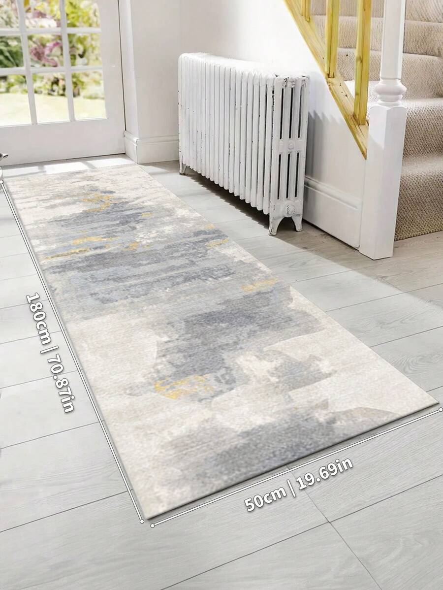 1 peça Tapete de Corredor de Veludo de Cristal Cinza e Dourado, Estilo Minimalista Moderno, 850g / M², Espessura de 0,8 cm, Anti-Derrapante e Lavável, Adequado para Decoração de Casa, Sala de Estar, Cozinha, Sala de Jantar, Escritório. Todas as Estações, Decoração de Quarto - Cinza - Ver 1