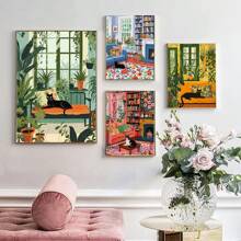 1pc Wall Arts Posters Optional Frame Animals In Bedroom Living Room Landscape Painting, Wall Decoration Home Decoration Canvas Art, Frameless ,Wall Art With Frame