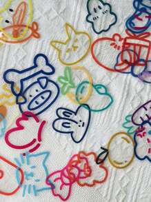 60 piezas de pegatinas de dibujos animados de líneas simples de colores, pegatinas decorativas para cuadernos, tabletas, álbumes de recortes, diarios, DIY patineta, guitarra, casco, taza, caja de almacenamiento, útiles escolares de vuelta a la escuela - Multicolor - Ver 5