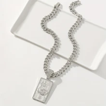 1 szt. Fajny modny naszyjnik z kryształkami w stylu hip-hop, odpowiedni dla mężczyzn i kobiet, do codziennego noszenia, na Boże Narodzenie, Nowy Rok, prezent na Walentynki