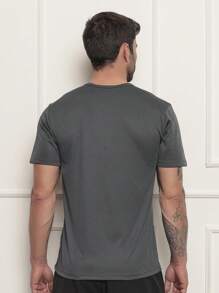 Dry Fit Basic Gym Short Sleeve T-Shirt Walking Crossfit Work Training Sport Football Running - 淺灰色 - 查看 4