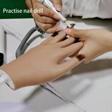 1 Peça Mão de Prática + 50 Unhas Postiças para Unhas Acrílicas, Mão de Prática em Silicone para Unhas, Dicas de Unhas Nunca Caem, Manequim de Mão Falsa para Prática de Unhas, Mão de Manequim de Prática Flexível com 100 Peças de Dicas de Unhas