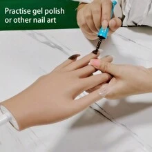 1 Peça Mão de Prática + 50 Unhas Postiças para Unhas Acrílicas, Mão de Prática em Silicone para Unhas, Dicas de Unhas Nunca Caem, Manequim de Mão Falsa para Prática de Unhas, Mão de Manequim de Prática Flexível com 100 Peças de Dicas de Unhas