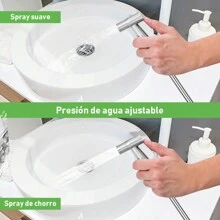 SSGP Bidé Rociador Inodoro Baño,Bidet Pulverizador,Regadera Inoxidabl A Prueba Fugas,Juego de Rociador de Bidé de Mano con Soporte Ducha,Bidé Mano Pulverizador,Manguera Ducha 1.5m - Plateado - Ver 2