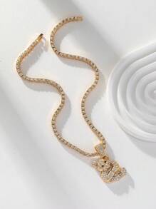 1 st. Stijlvolle Bling Bling Kristallen Hanger Ketting, Geschikt voor Zowel Mannen Als Vrouwen, Geweldig Voor Dagelijks Gebruik Of Cadeau