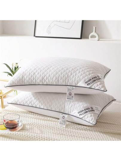 1pc Luxe Star Hotel Quality Pillow, Extremely Zachte Massage Knitted Kussen Core, Relaxes Shoulder Neck Pressure, Faster Sleep, Com Tafel Elastic, Won't De When Compressed, Home, Commute, Business, Leisure, Hypoallergenic Polyester Hoes view 4