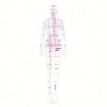 Women's Clothing Design Human Body Fashion Dynamic Diagram Ruler Hand-Painted Model Effect Diagram Template - Red - View 4