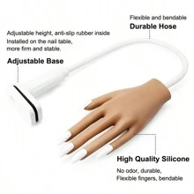 1 Peça Mão de Prática + 50 Unhas Postiças para Unhas Acrílicas, Mão de Prática em Silicone para Unhas, Dicas de Unhas Nunca Caem, Manequim de Mão Falsa para Prática de Unhas, Mão de Manequim de Prática Flexível com 100 Peças de Dicas de Unhas