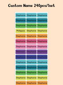 60/120/180/240pcs-Custom Solid Color Name Stickers, Waterproof, Personalized Name Stickers, Multi-Purpose Office Supplies, School Supplies, Home Supplies, Back To School Gifts, Student School Office Stationery