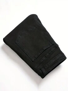 Fit Distressed Cotton Skinny Jeans With Slant Pockets