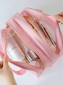 6 件单/双拉链悬挂旅行化妆包套装，便携式洗漱包，用于洗漱用品，适用于沐浴、淋浴、化妆品整理、随身携带、美容存储、海滩、干湿分离、游泳、少女化妆包、护肤包、月经包、防水旅行洗漱包、多功能收纳包 - 多色 - 查看 4