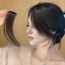 2 件侧刘海 10 英寸中分长合成刘海左右侧刘海黑棕色接发前发片适合女性女孩使用夹式假发