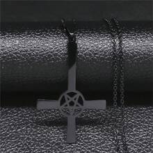 Omgekeerde Kruis Occult Pentagram Ketting Omgekeerde Kruis Gotische Satan Kettingen Satan Sieraden Cruz Invertida