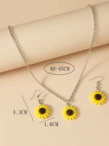 1 Naszyjnik 1 Para Kolczyków Zestaw Słoneczników Biżuteria Naszyjnik