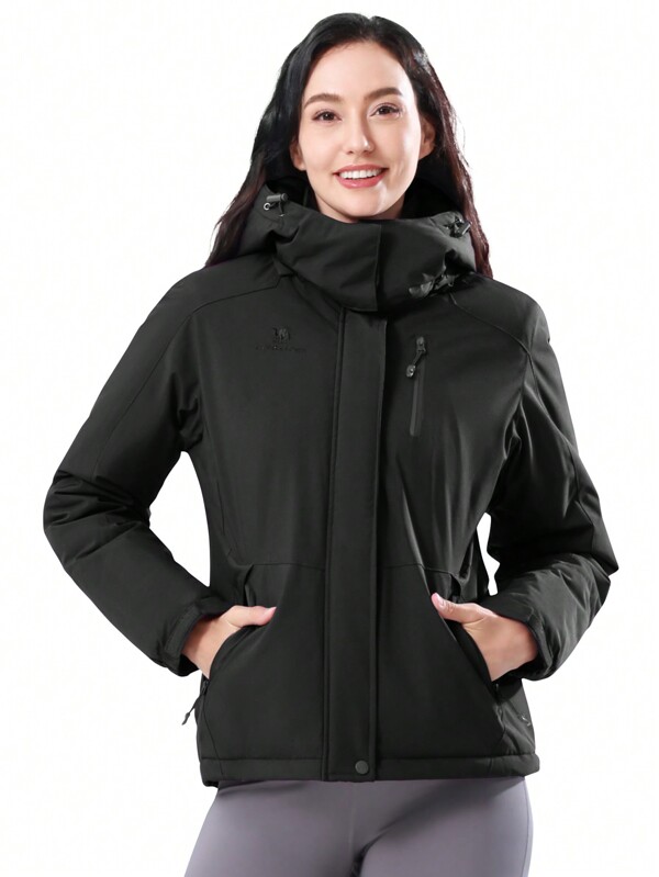 CAMEL CROWN Women's Waterproof Snow Ski Jakcet Fleece Warm Winter Coat Hooded Windproof Insulated Snowboarding Jacket