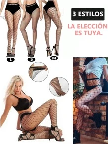 Medias Sexy Con Set Mallas Mujer Negro - Negro - Ver 2