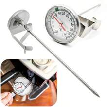 1 Stück Edelstahl Kaffee Thermometer, Küchen Milch Stifttyp mit Clips, präzises Thermometer, herausziehbare Blumennadel für handgebrühten Kaffee
