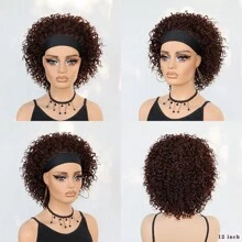Afro Curly Headband Wig For Women Glueless Wig With Headband Heat Resistant Synthetic Wigs High-Quality Hair Wigs Suitable For Beginners,Daily Life,Cosplay,Holiday Curly Hair Hairband Wig