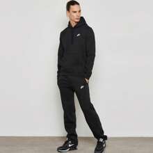 Nike Mens Club Fleece Pullover Hoodie Embroidered Logo Fleece Hooded Sweatshirt - Black - View 4