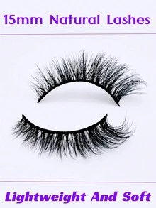 Asiteo 1 Pair Cat Eye False Eyelashes, Faux Mink, Extended Ends, Soft & Natural, Full Strip Lashes - Black - View 3