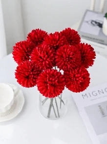 5/1pc Kunstmatige Bal, Chrysant, Geborduurde Bal, Bruiloftsdecoratie, Vaas voor Thuis, Decoratie, Eetkamer, Woonkamer, Slaapkamer, Bloemstuk op het Nachtkastje, Bruid Houdt Bloem, Pols Bloem, Borst Bloem Materiaal,
