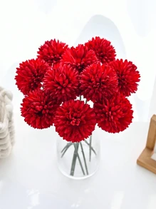 5/1pc Kunstmatige Bal, Chrysant, Geborduurde Bal, Bruiloftsdecoratie, Vaas voor Thuis, Decoratie, Eetkamer, Woonkamer, Slaapkamer, Bloemstuk op het Nachtkastje, Bruid Houdt Bloem, Pols Bloem, Borst Bloem Materiaal,