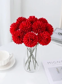 5/1pc Kunstmatige Bal, Chrysant, Geborduurde Bal, Bruiloftsdecoratie, Vaas voor Thuis, Decoratie, Eetkamer, Woonkamer, Slaapkamer, Bloemstuk op het Nachtkastje, Bruid Houdt Bloem, Pols Bloem, Borst Bloem Materiaal,