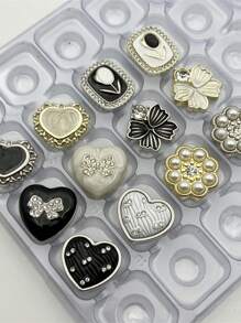 10件15件20件小香金手缝纽扣女毛衣针织纽扣高档圆形风衣外套金属纽扣 - 彩色 - 查看 1