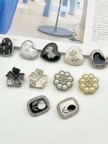 10件15件20件小香金手缝纽扣女毛衣针织纽扣高档圆形风衣外套金属纽扣 - 彩色 - 查看 4