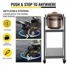 VEVOR 14" X 14" Rice Warmer Stand Cart Stainless Steel With Wheels & Two Brakes