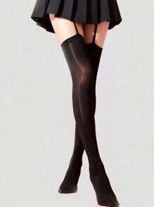 1 Par de Meias Altas Acima do Joelho para Mulheres, Meias Coxa Alta com Suspensórios, Multicoloridas, Modeladoras, Sexy, Adequadas para Uso Diário/Looks Sexy